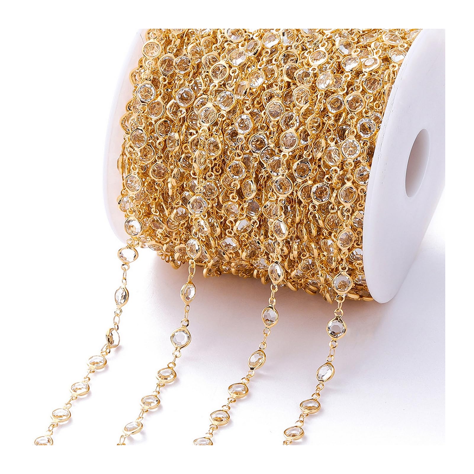 Mubsar Zircon Chain DIY Bracelet Necklace Making Rhinestone Jewelry Chain Shiny Copper Chain for Craft Supplies