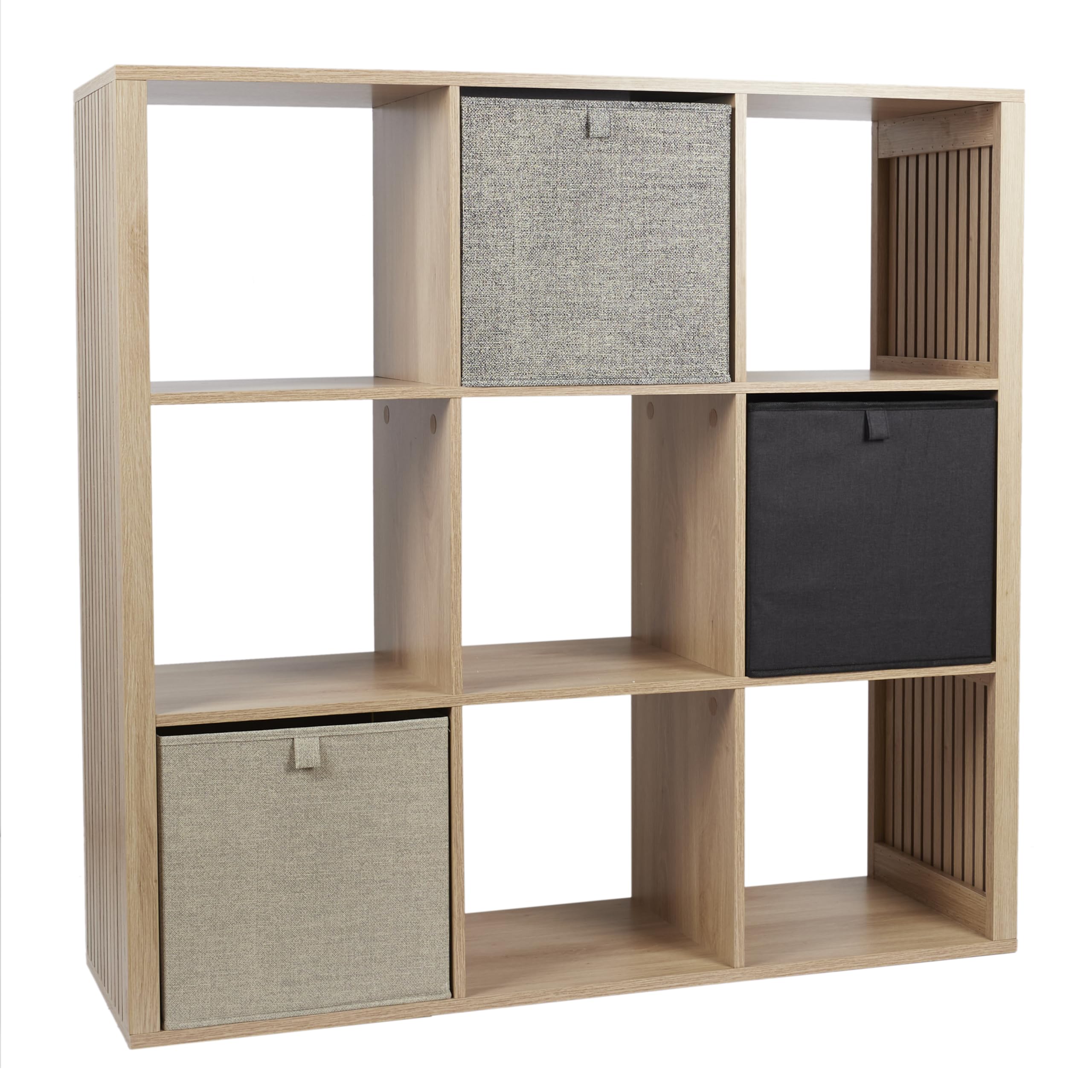 HOME DECO FACTORY Rangement Modulable 9 Cases Klaus en Bois MDF Marron | Contreplaqué, rangement modulable, 9 cases, collection Klaus, salon chambre entrée, grande capacité, empilable, marron
