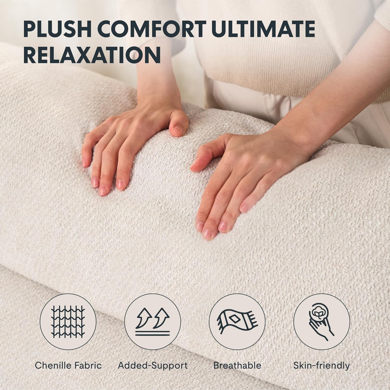 FLEXISPOT Mochi Oversized 54" Power Recliner Chair for Big and Tall Adults, Chenille Fabric Electric Recliner with USB & Type-C Ports, Wide Single Sofa with Pillows for Living Room & Bedroom, Beige