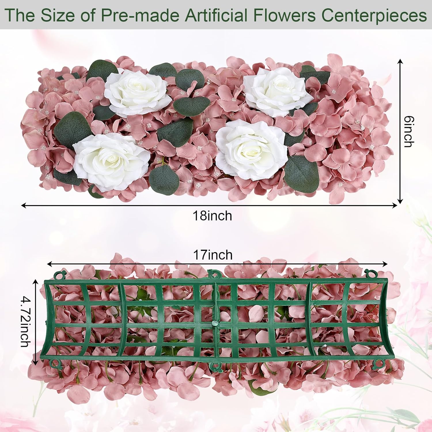 Pack of 6 Artificial Flower Wedding Arch Decorations, 18 inch Floral Centerpieces for Party Bridal Shower Event Table Wall Arrangement - Dusty Rose