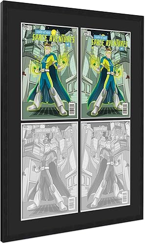 Miniatura 10 de Marco de cómic negro mate para cómics publicado entre 1986 y el día de hoy (marco de madera maciza de cómic de la edad plateada) hecho para exhibir