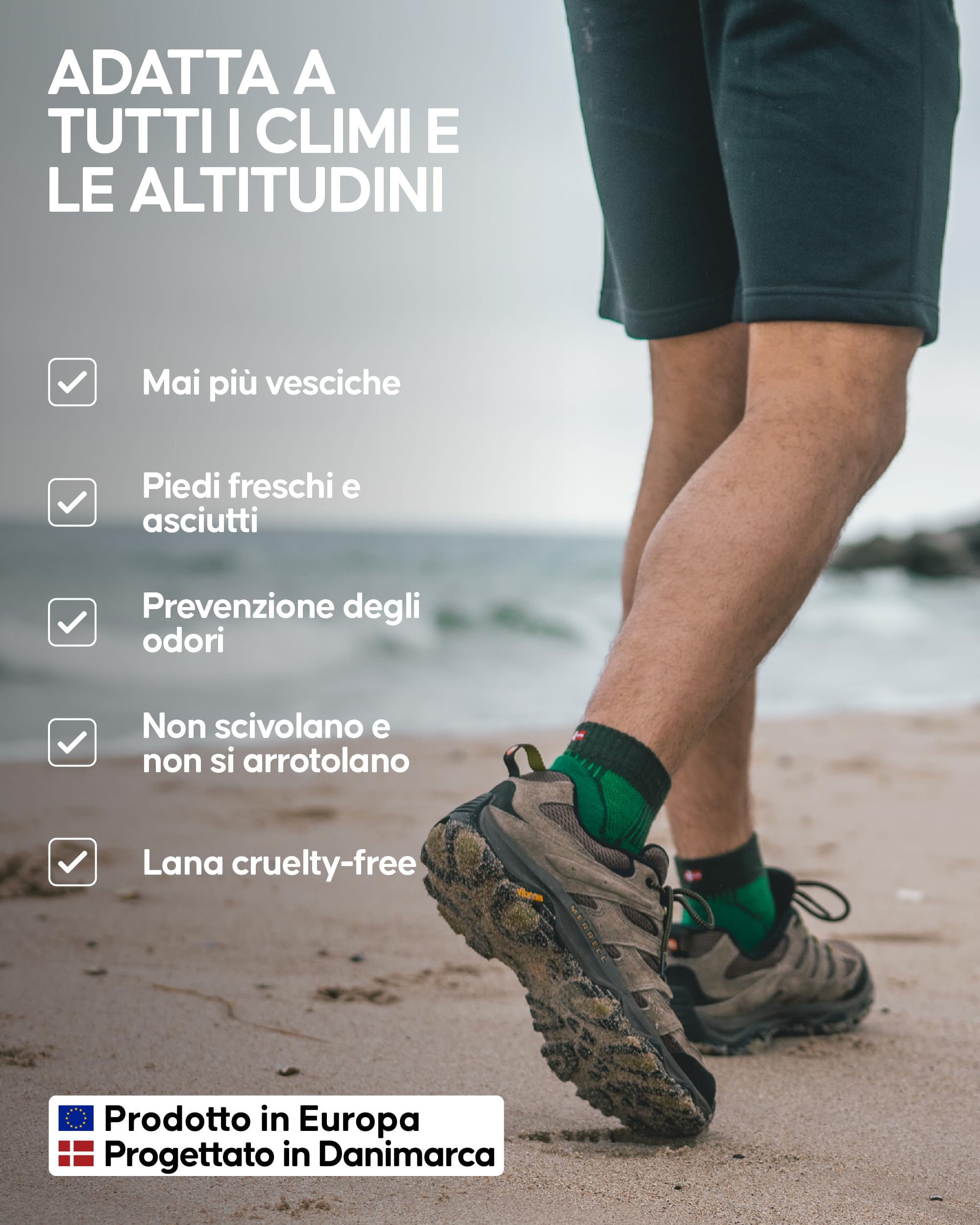 DANISH ENDURANCE Set di Calzini da Trekking in Lana Merino, Corti, Medi e Lunghi, Traspiranti, per Uomo e Donna