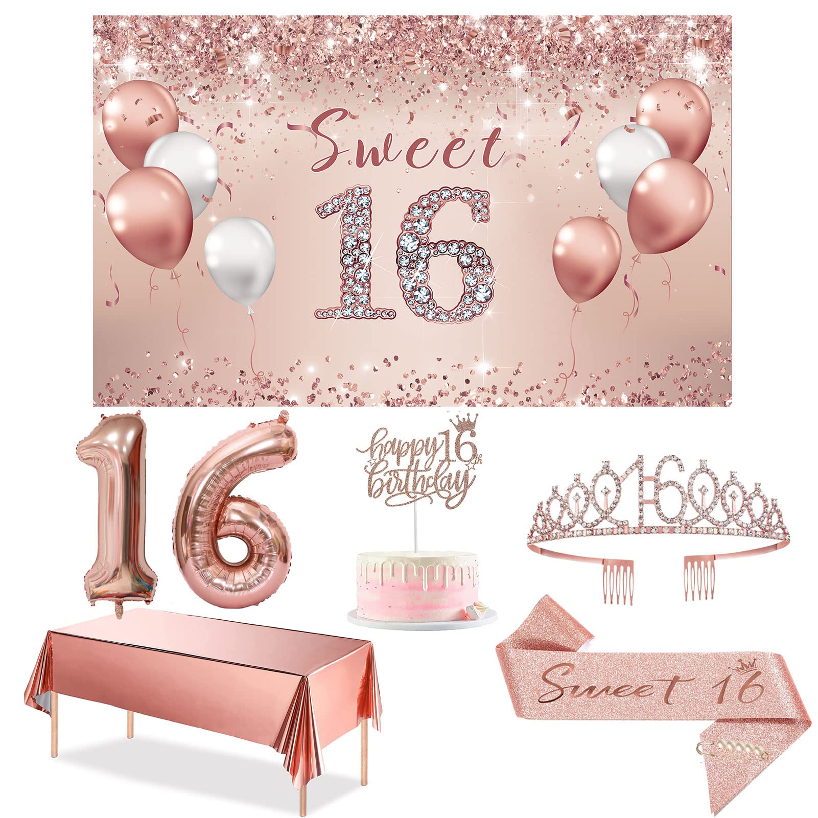 Happy Birthday Sweet 16 Party Decorations Balloon Set With Number 16 For 16th Birthday Boy Girl Celebration Supplies From Cong09, $11.93 - View #4