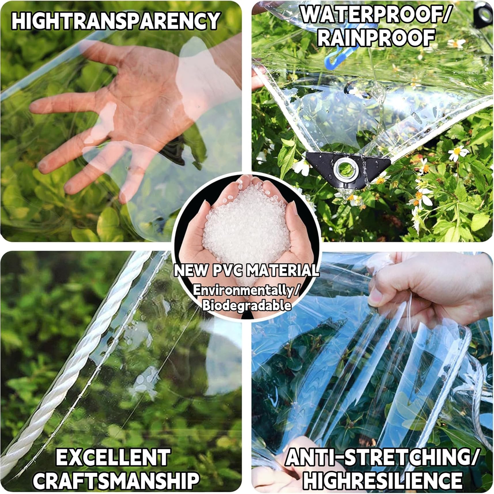 Telo Impermeabile Esterno 110 x 315 cm Trasparente, Antipolvere, Impermeabile, Resistente Alle Intemperie Telo Protettivo Multiuso per Balcone, Mobili da Giardino, A