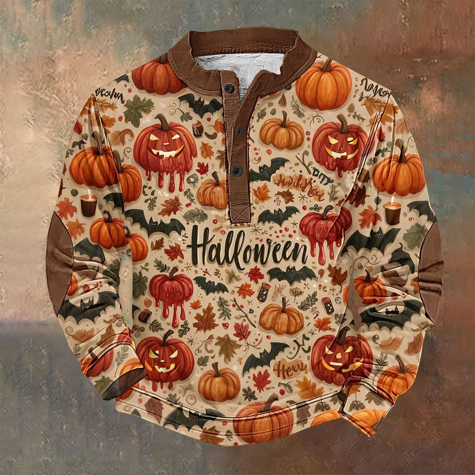 Ropa Anti UV Hombre Sudadera con Cuello Abotonado Y Estampado Retro De Halloween para Abrigo Verano Ciclismo Camisas Manga Larga Playa Camisa Proteccion Boxeo Impermeable Chaqueta Calor