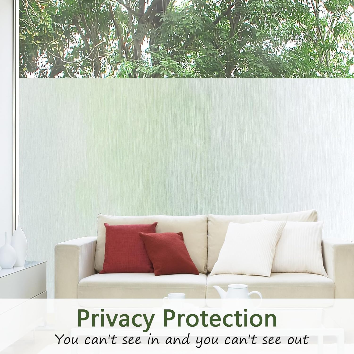 Frosted Glass Window Privacy Film, Static Cling, Non-Adhesive UV & Heat Blocking Anti-Glare Window Clings, Removable Reusable Stickers for Home Bathroom Office, 23.6" x 118.1"