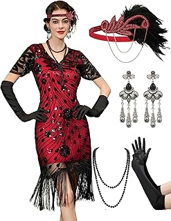 YESSA Flapper Dresses 1920s,Great Gatsby Dresses for Women Fringe Roaring 20s Costumes with 20s