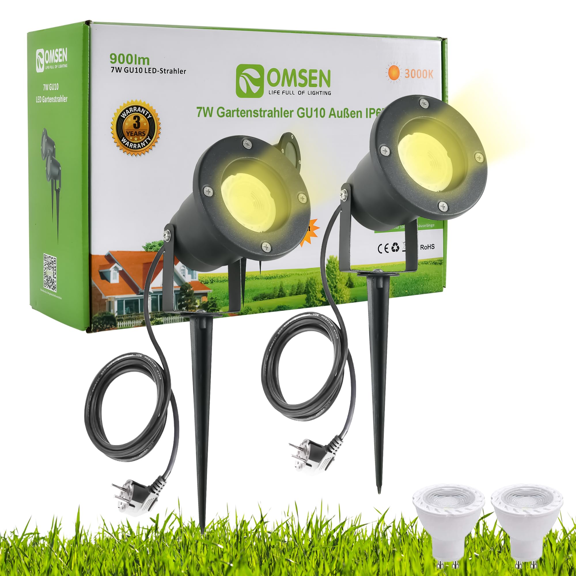 LICHT DISCOUNT LED Gartenlampe Mit Erdspieß - 3W Warmweiß, Schwenkbar & Wetterfest