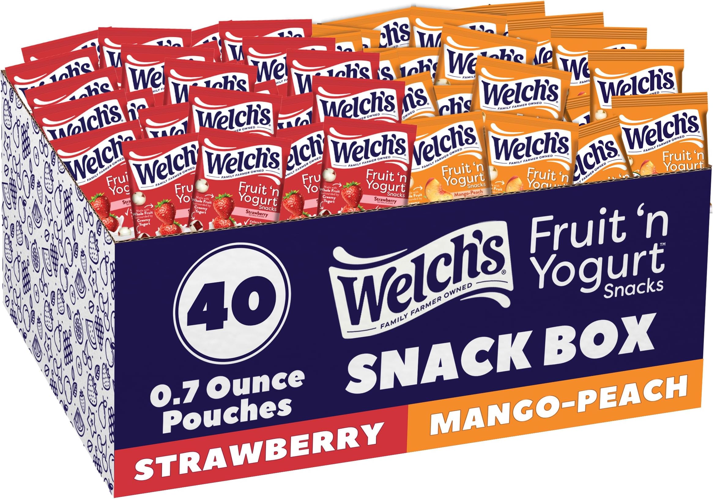 Welch's Fruit Snacks, Fruit 'n Yogurt Variety Pack, Strawberry, Mango Peach, ...