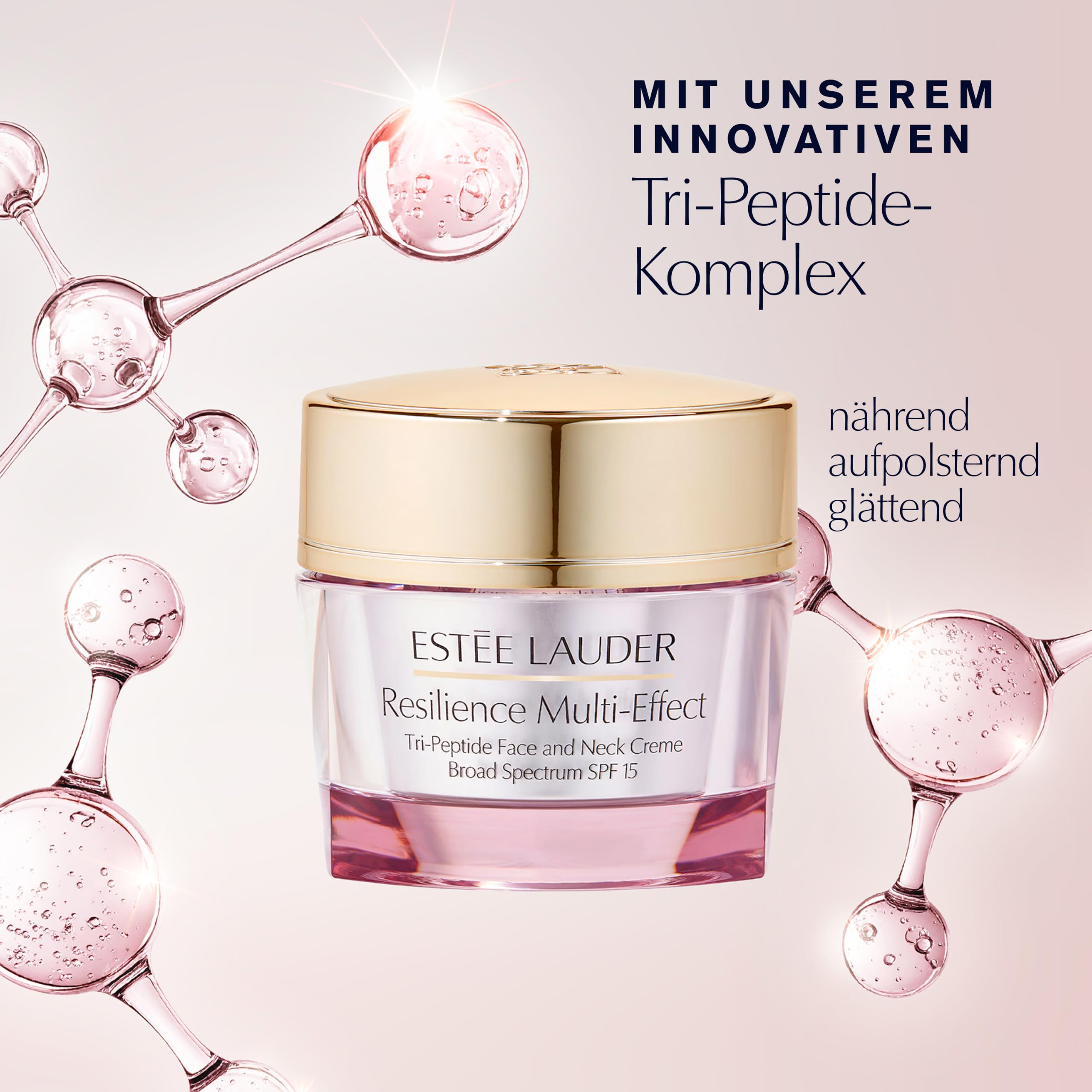 Estée Lauder Resilience Multi-Effect Tri-Peptide Face and Neck Cream SPF 15 | Aufpolsternde Gesichtscreme mit Peptiden | Lässt die Haut fester wirken & mildert Linien & Falten | Mit LSF 15, 50ml