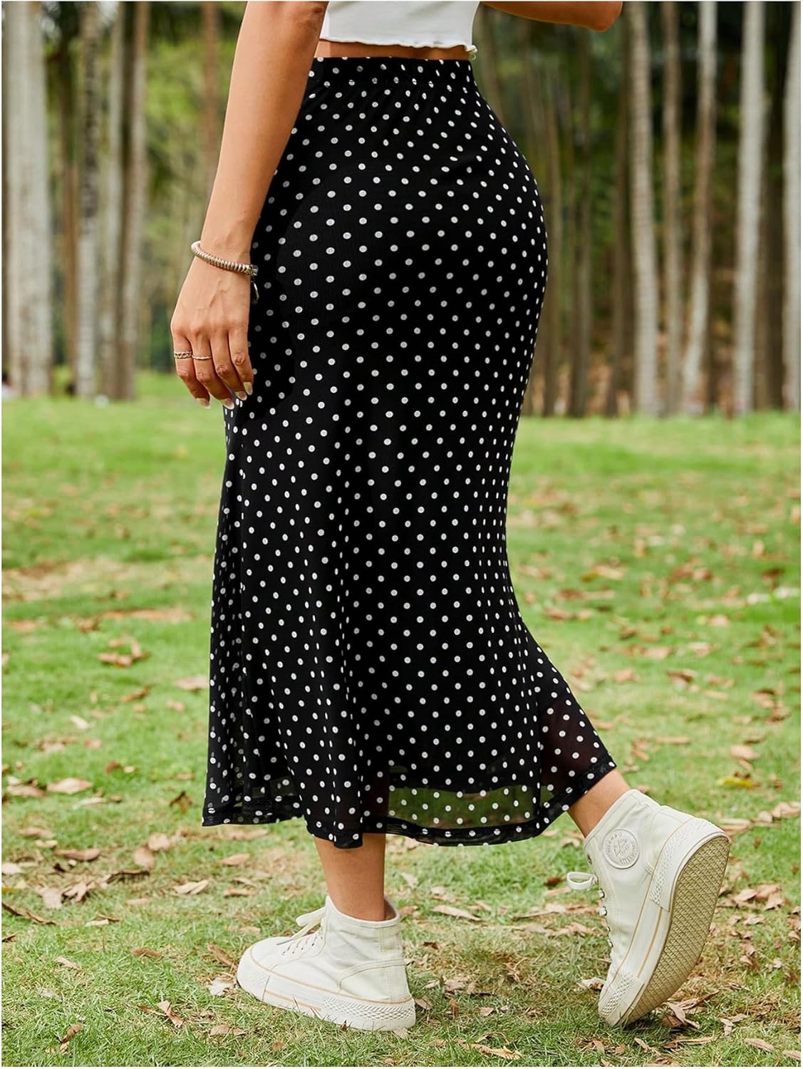 Milumia Women's Polka Dots Midi Skirt Fishtail Mesh Long Skirts - Image 3