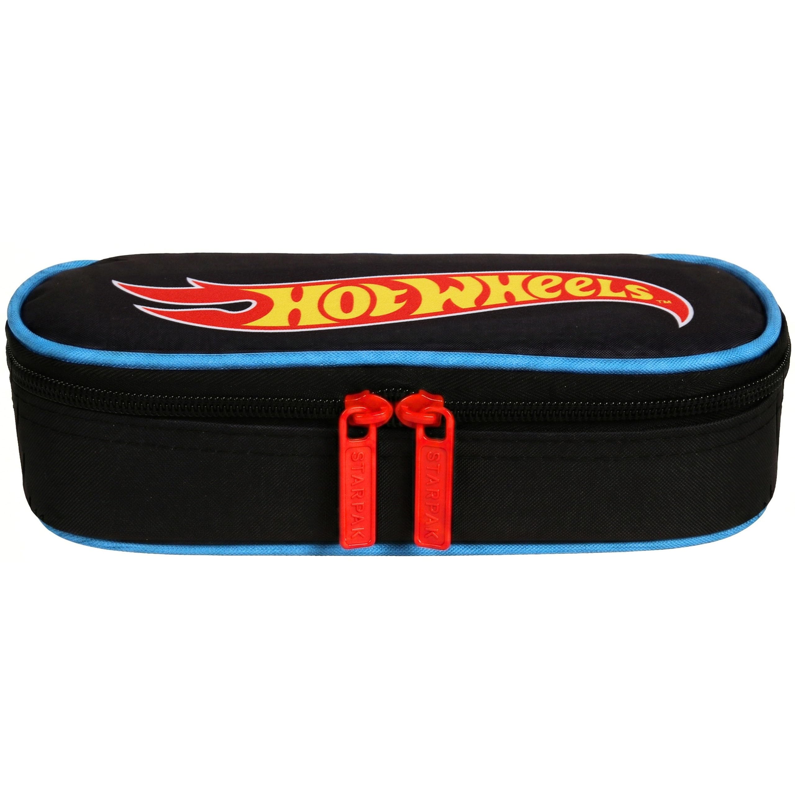 KOMOROWY piórnik szkolny dla GRACZA, saszetka OWAL dla chłopca (Hot Wheels, 5x22x10 cm)