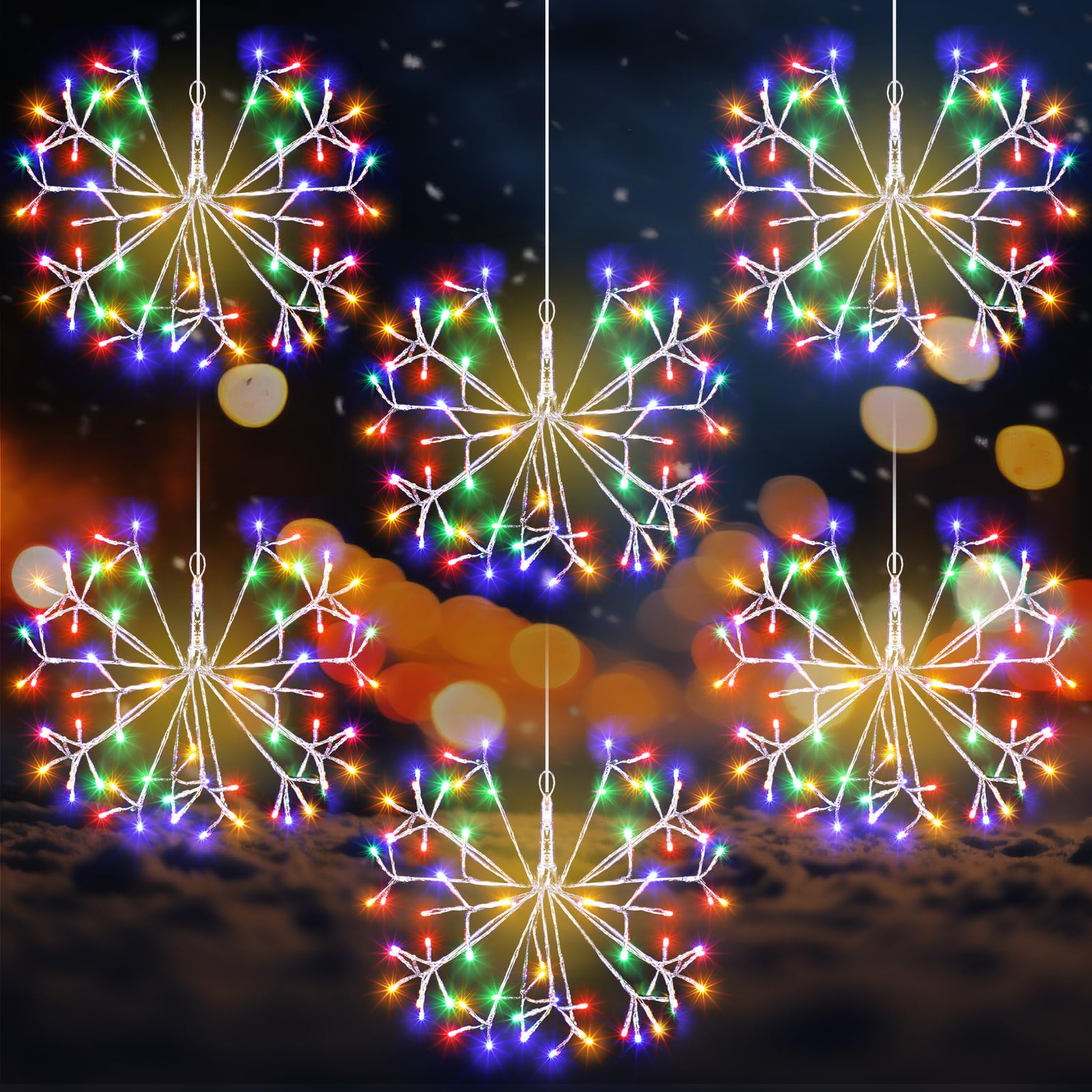 Flocon de neige de Noël 3D lumineux coloré pour créer une ambiance magique en salon familial