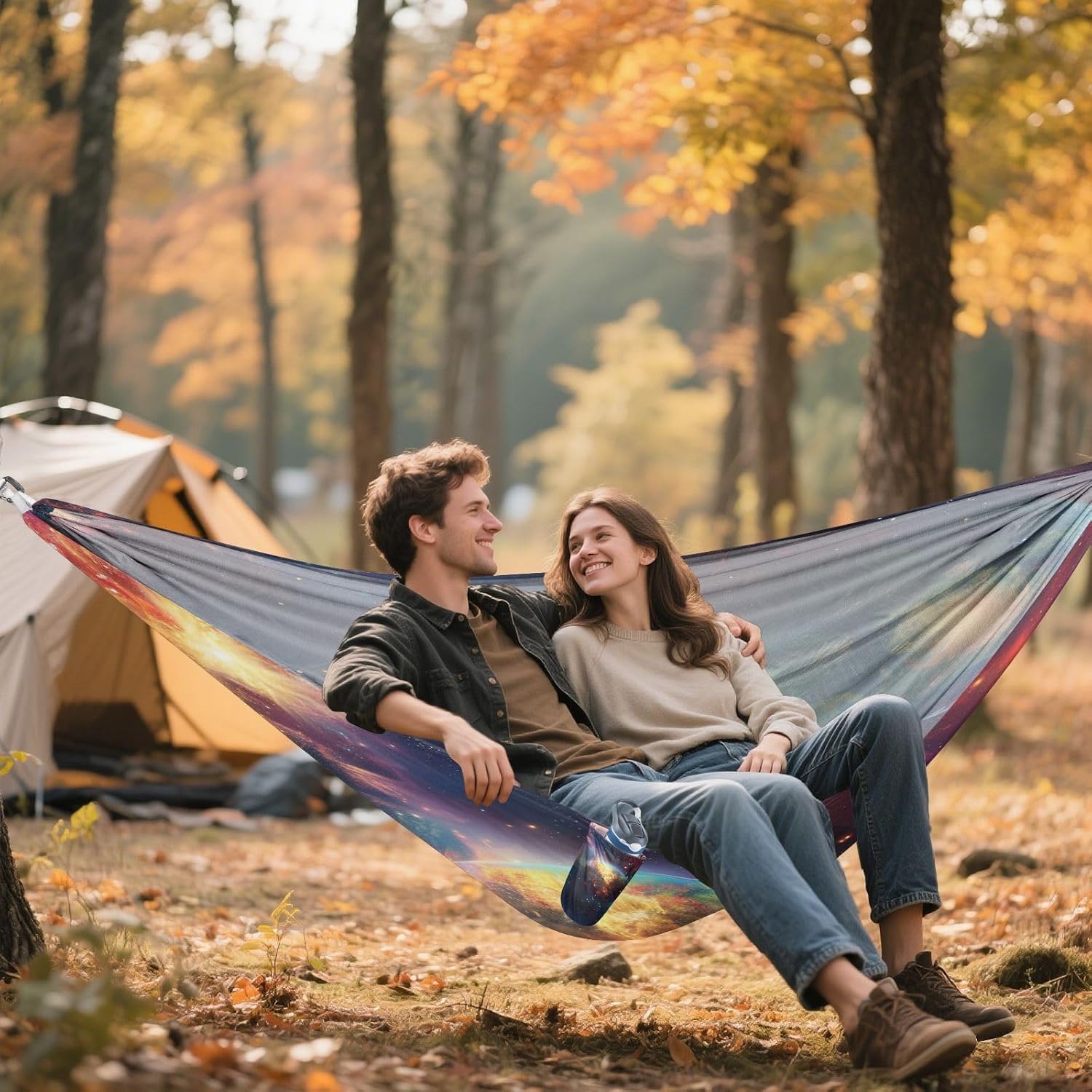 ALAZA Space Planets Nebula Camping Hammocks Single or 2 Person 500 lbs Portable Parachute Travel Hammock w/Tree Straps for Hiking Backpacking Indoor Outdoor