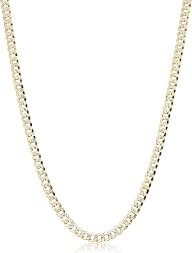 14k Yellow Gold 4 mm Pave Curb Chain 