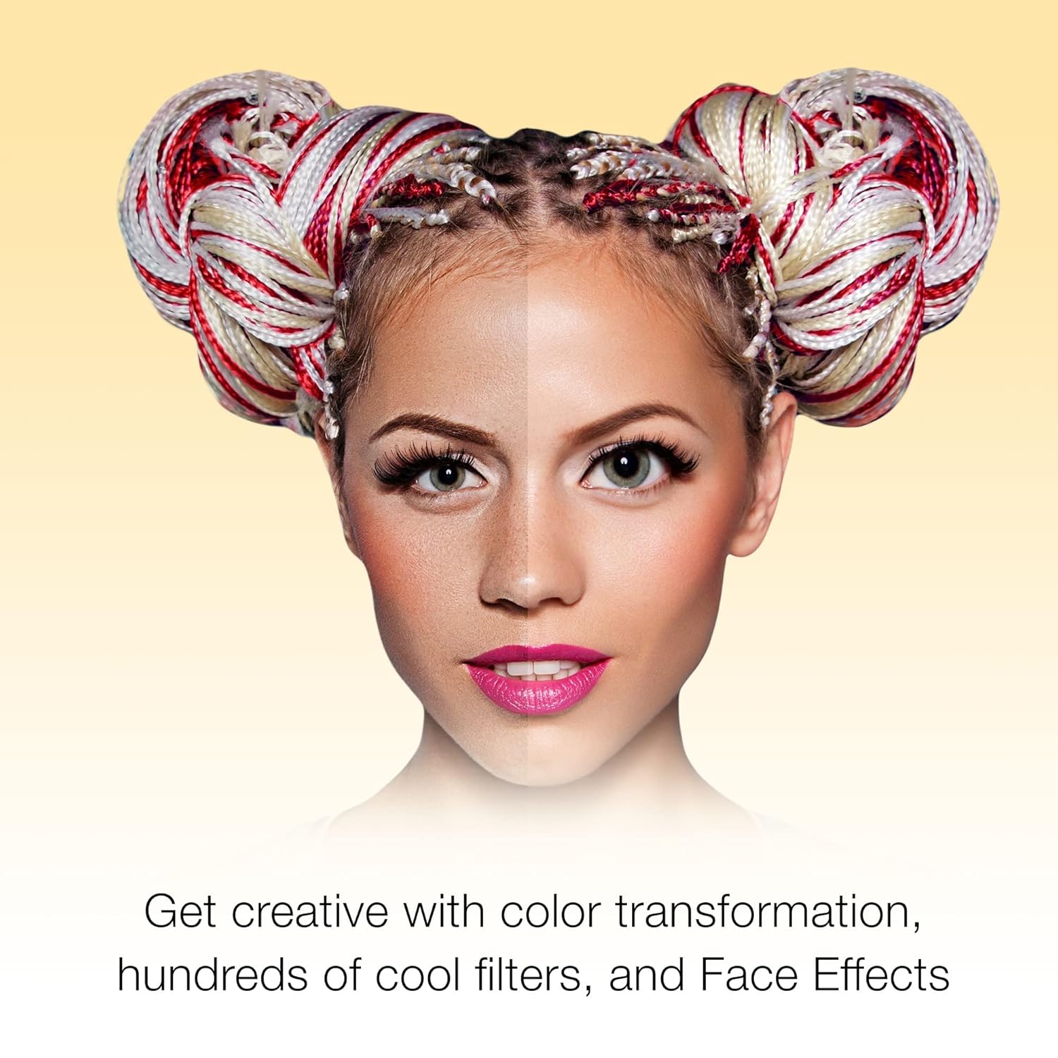 Before and after color transformation and face effects