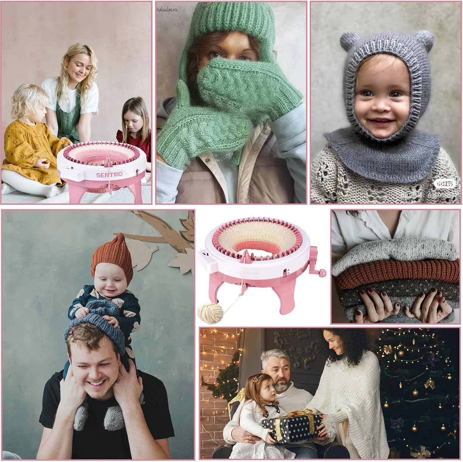 Mhwgo Strickmaschine 48 Nadeln mit Reihenzähler, Smart Weaving Loom Strickmaschine, Runder Webrahmen, DIY-Dualmodus Strick-maschine für Erwachsene Kinder Socken Hüte Schals Handschuhe