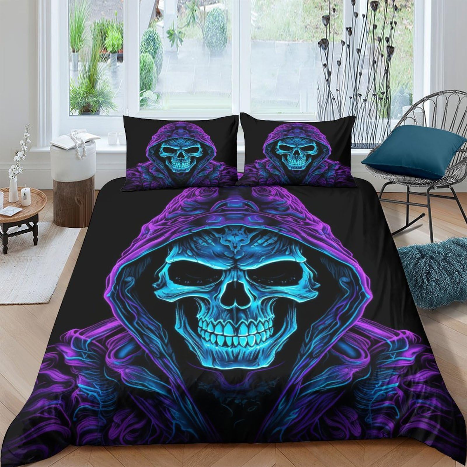Housse de couette 220x240 hypoallergénique en microfibre douce avec fermeture éclair solide