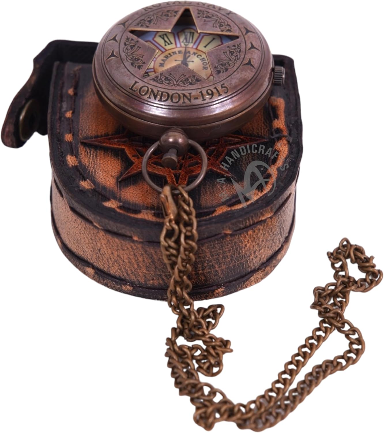 Vintage Brass Pocket Watch with Chain – Antique Roman Numerals Steampunk Victorian Style Timepiece – Collectible Pocket Watch for Men, Women, Groomsmen Gift, Wedding & Birthday Present