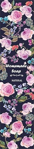 ZZYBIA V3 - Cinta de papel para envolver productos hechos a mano en barra de jabón casera (V3 - Rosa salvaje oscuro)