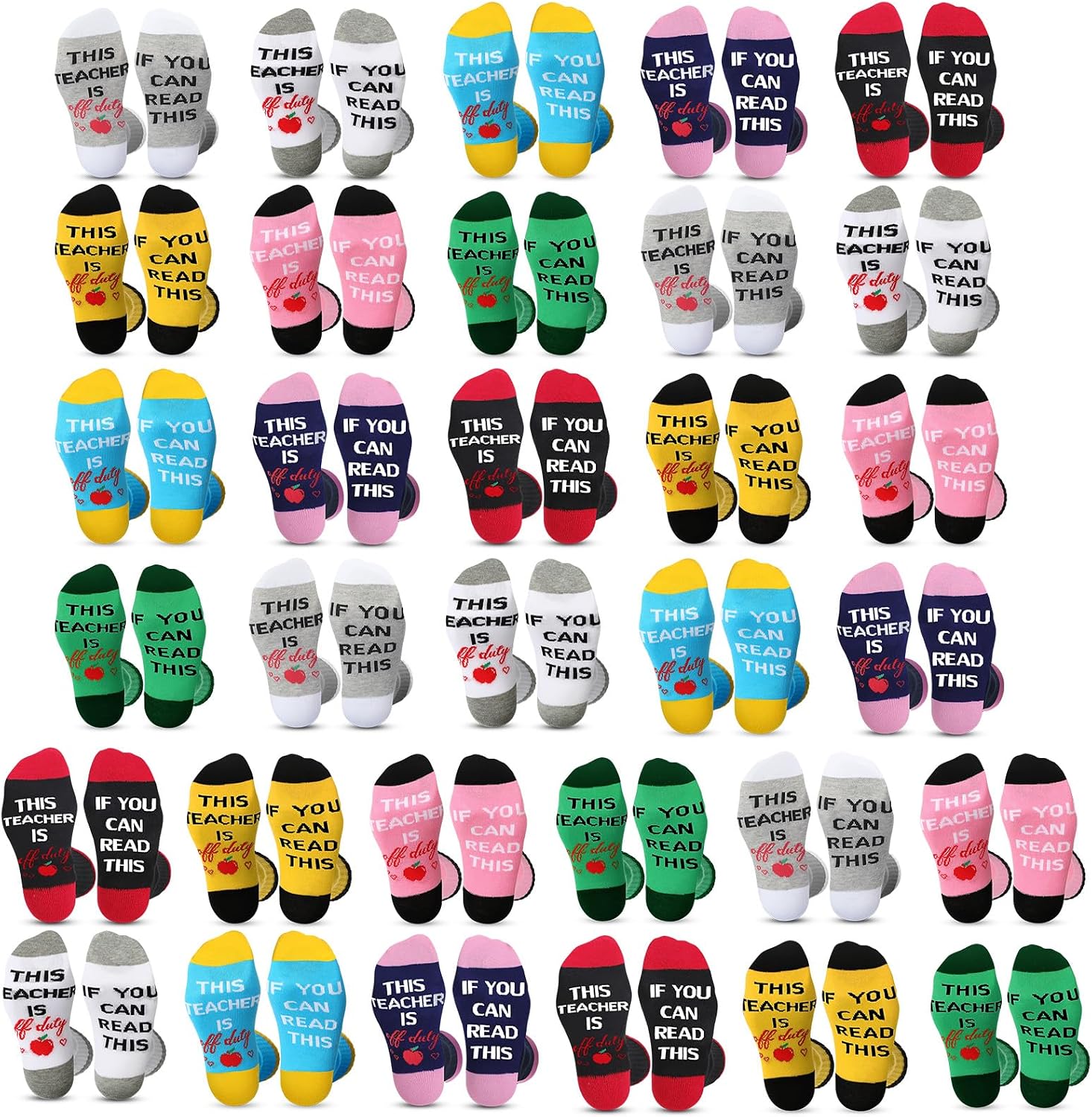 Panitay 32 Pairs Funny Teacher Crew Socks Unisex If You Can Read This Teacher Is off Duty for Appreciation Thank You Novelty Gift Christmas Birthday Gift Unique Gifts Ideas from Students, 8 Styles