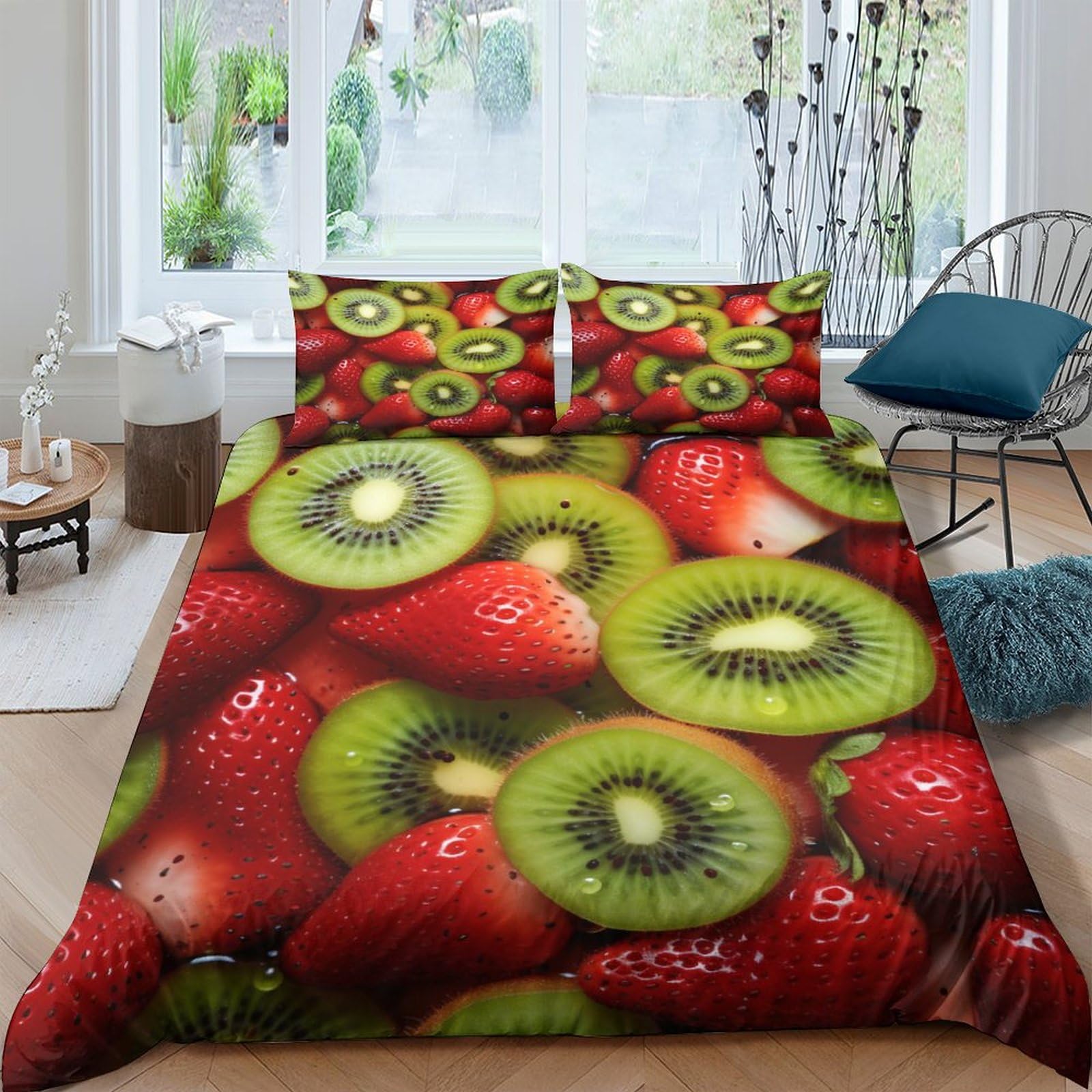 Housses de couettes 3D imprimé fruits exotiques pour chambre enfant et adulte