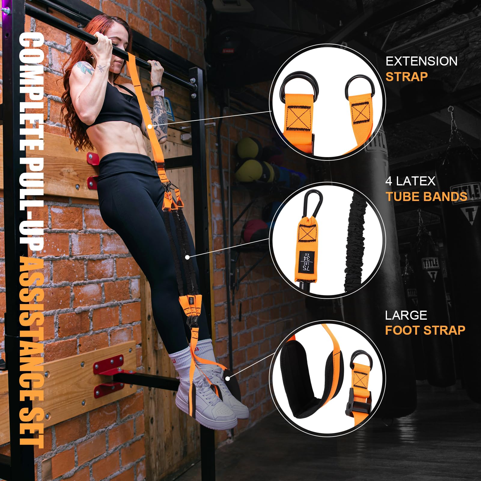 Pull Up Assistance Bands Heavy Duty Widerstandsband für Pull Up Bar Einstellbares Gewicht mit Fußstütze für Krafttraining