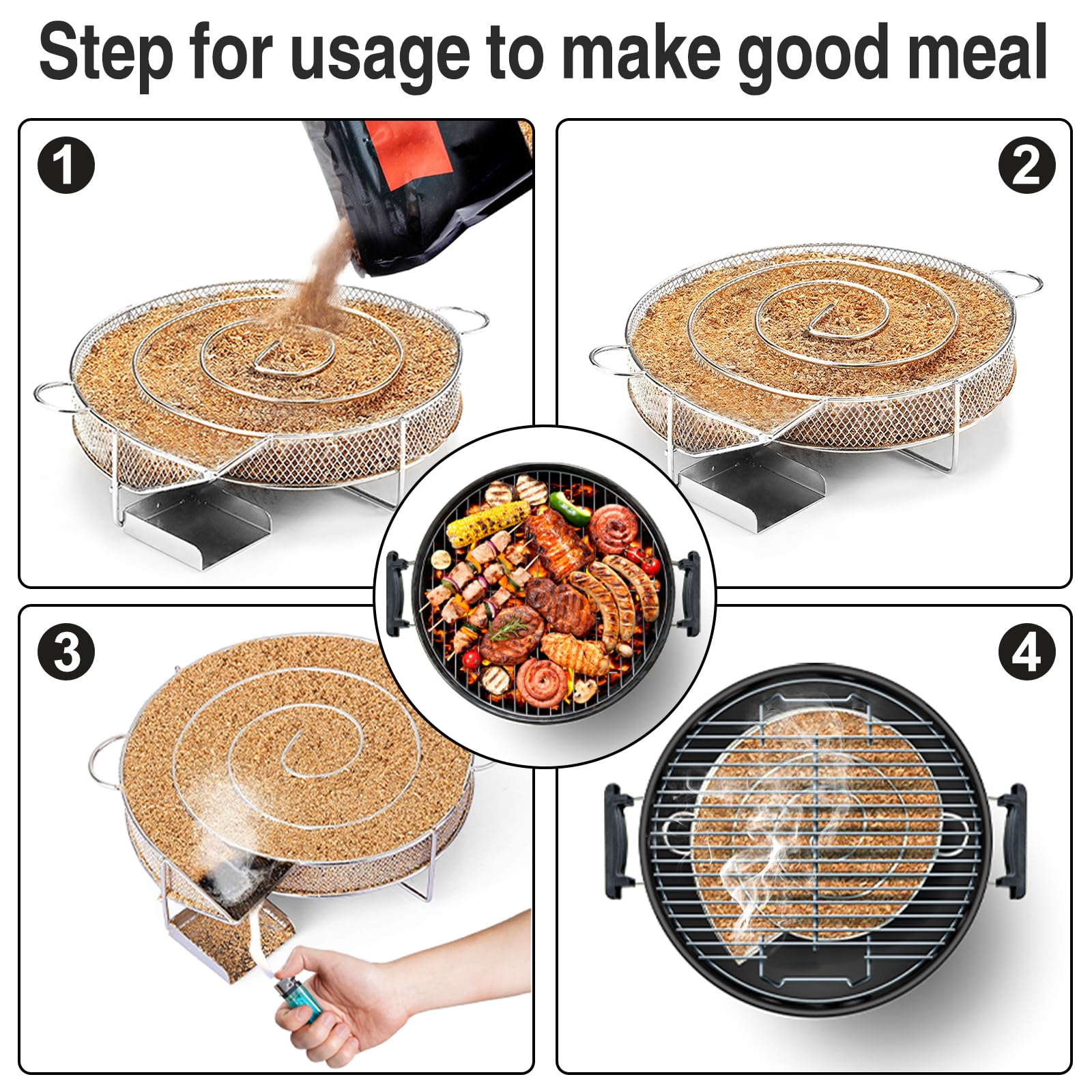 Générateur De Fumée Froide Inox 304 - Pour Fumoir, Barbecue - Fumage Saumon, Fromage, Steak - Avec Crochets & Brosse - 12