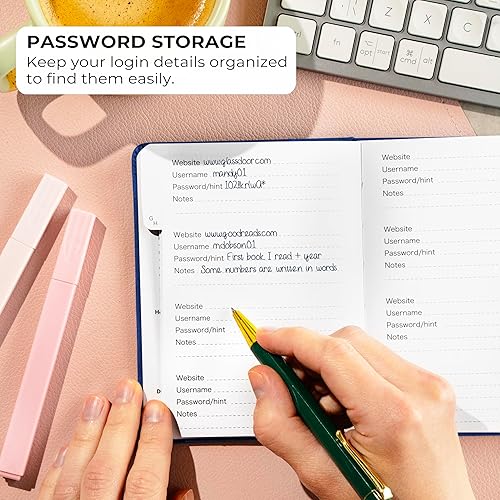 Miniatura 63 de Clever Fox - Libreta de contraseñas con pestañas alfabéticas, organizador de direcciones de Internet, tamaño pequeño de bolsillo, para inicios de