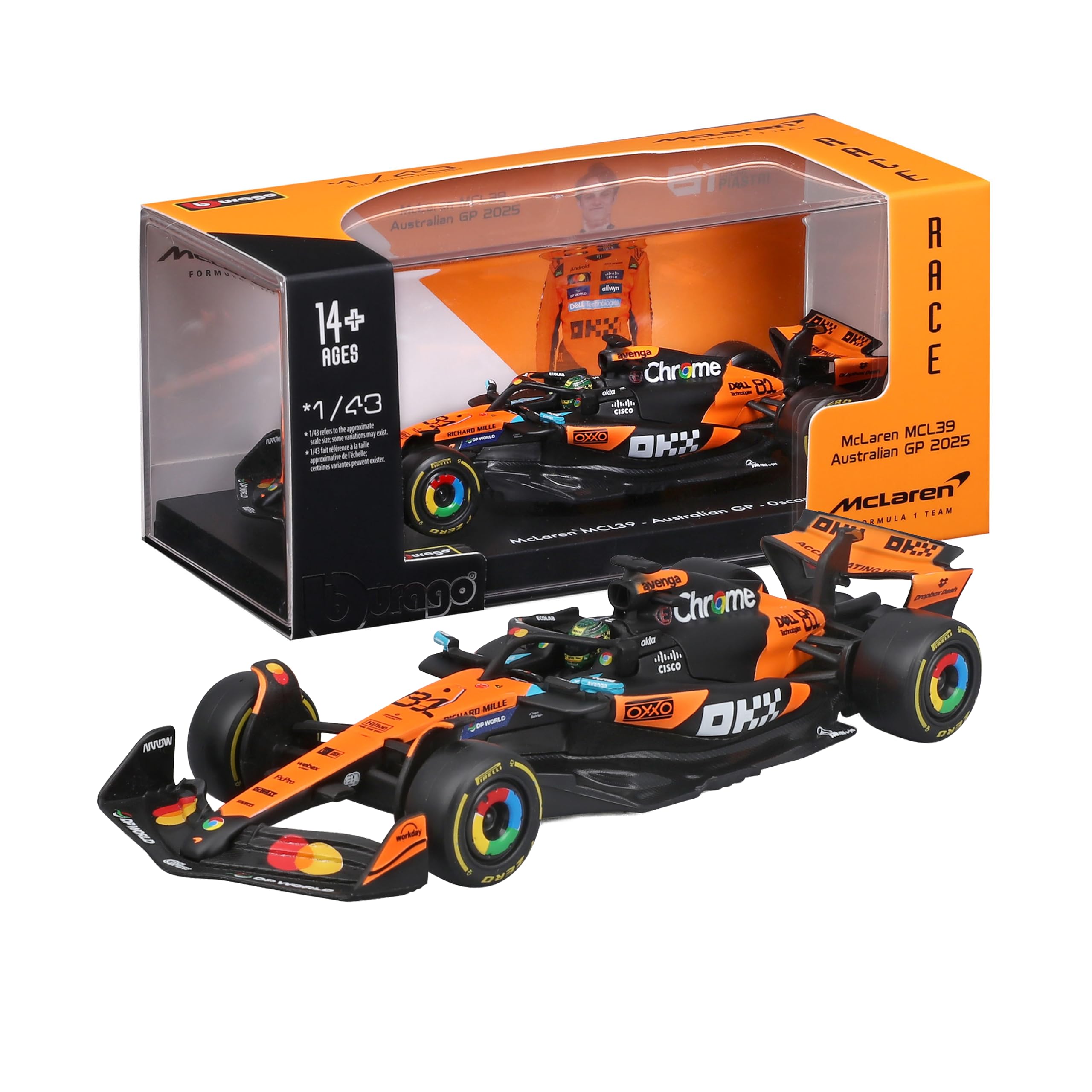 BURAGO 18-38249-P McLaren - F1 MCL39 Team McLaren N 81 Season GP 2025 Oscar Pias