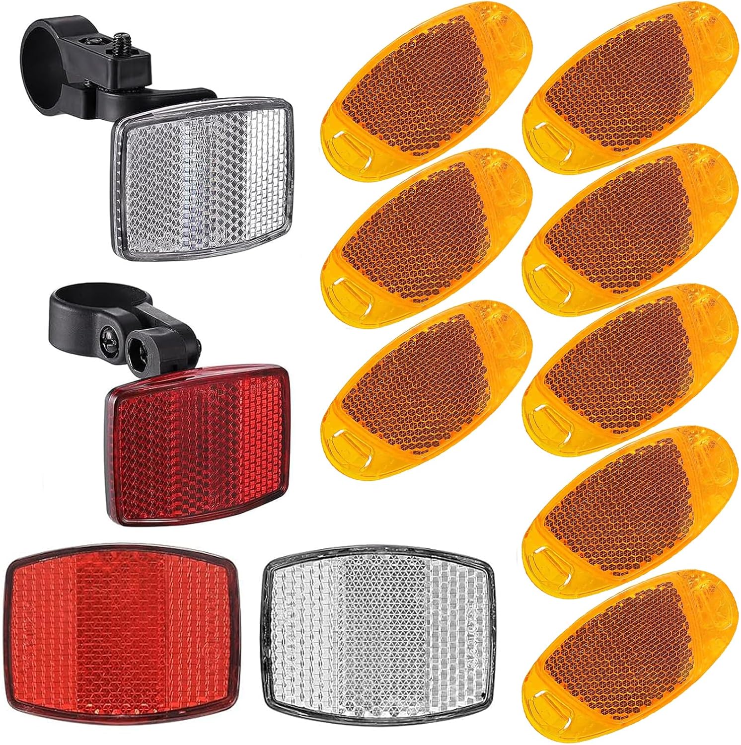 VICDUEKG Bike Front and Rear Reflectors Kit, 12 PCS Bicycle Light Wheel Spoke Reflectors Kit, Cycling Accessories Bike Safety Warning Reflectors for Handlebar and Night Cycling