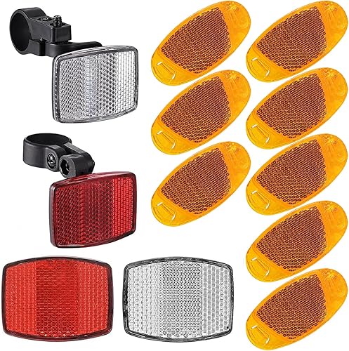 VICDUEKG Kit de reflectores delanteros y traseros de bicicleta, 12 piezas de reflectores de radios de rueda de luz de bicicleta, accesorios de