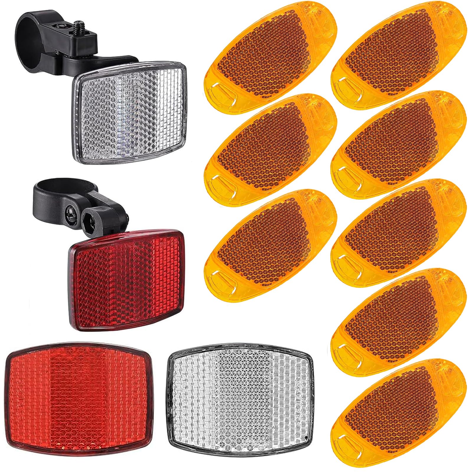 VICDUEKG Bike Front and Rear Reflectors Kit, 12 PCS Bicycle Light Wheel Spoke Reflectors Kit, Cycling Accessories Bike Safety Warning Reflectors for