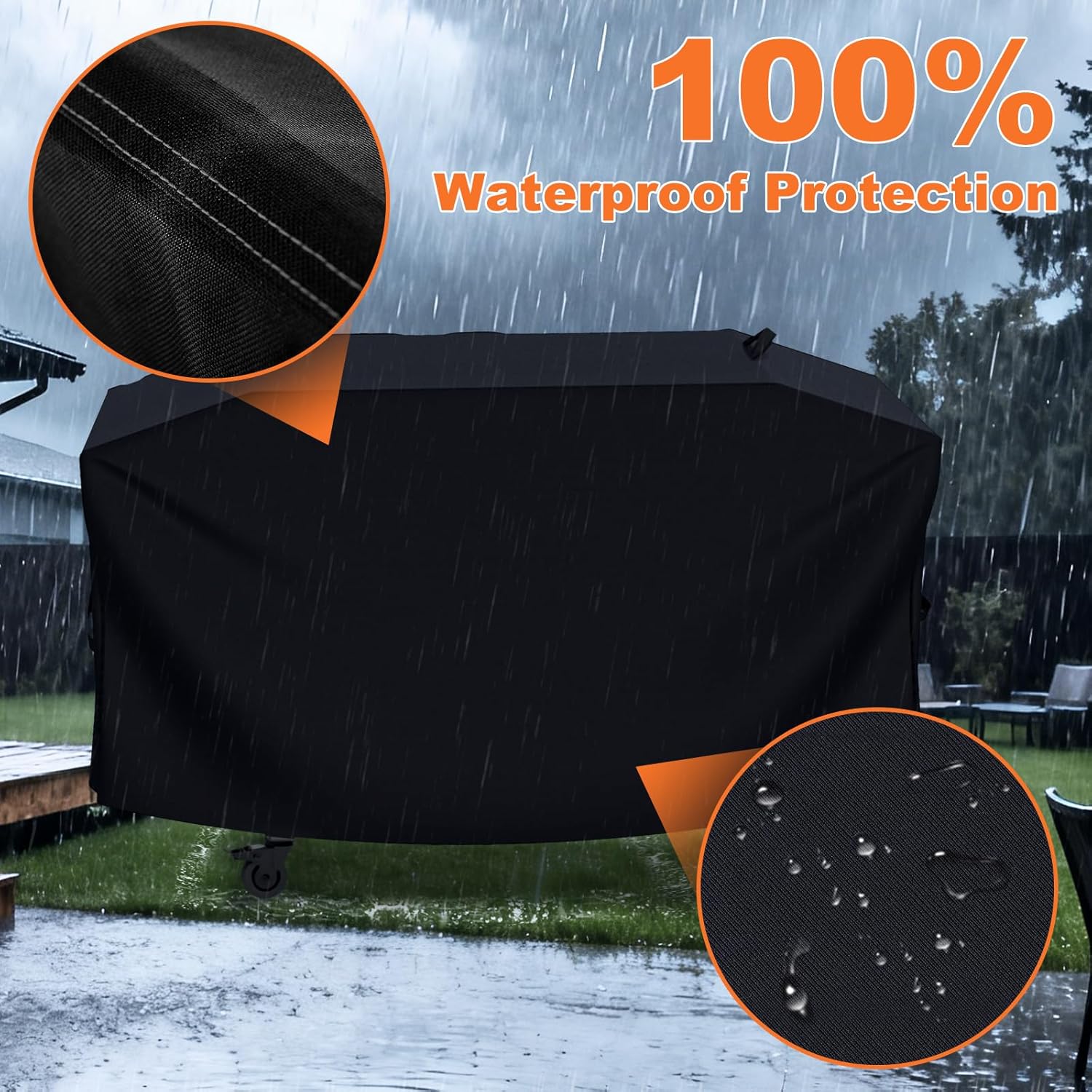 Grill Cover for Blackstone Bronco 5 Burner 44" Omnivore Propane Griddle, for Blackstone 5 Burner Griddle, 600D Heavy Duty Waterproof UV Resistant Cover, Outdoor Barbeque Accessories