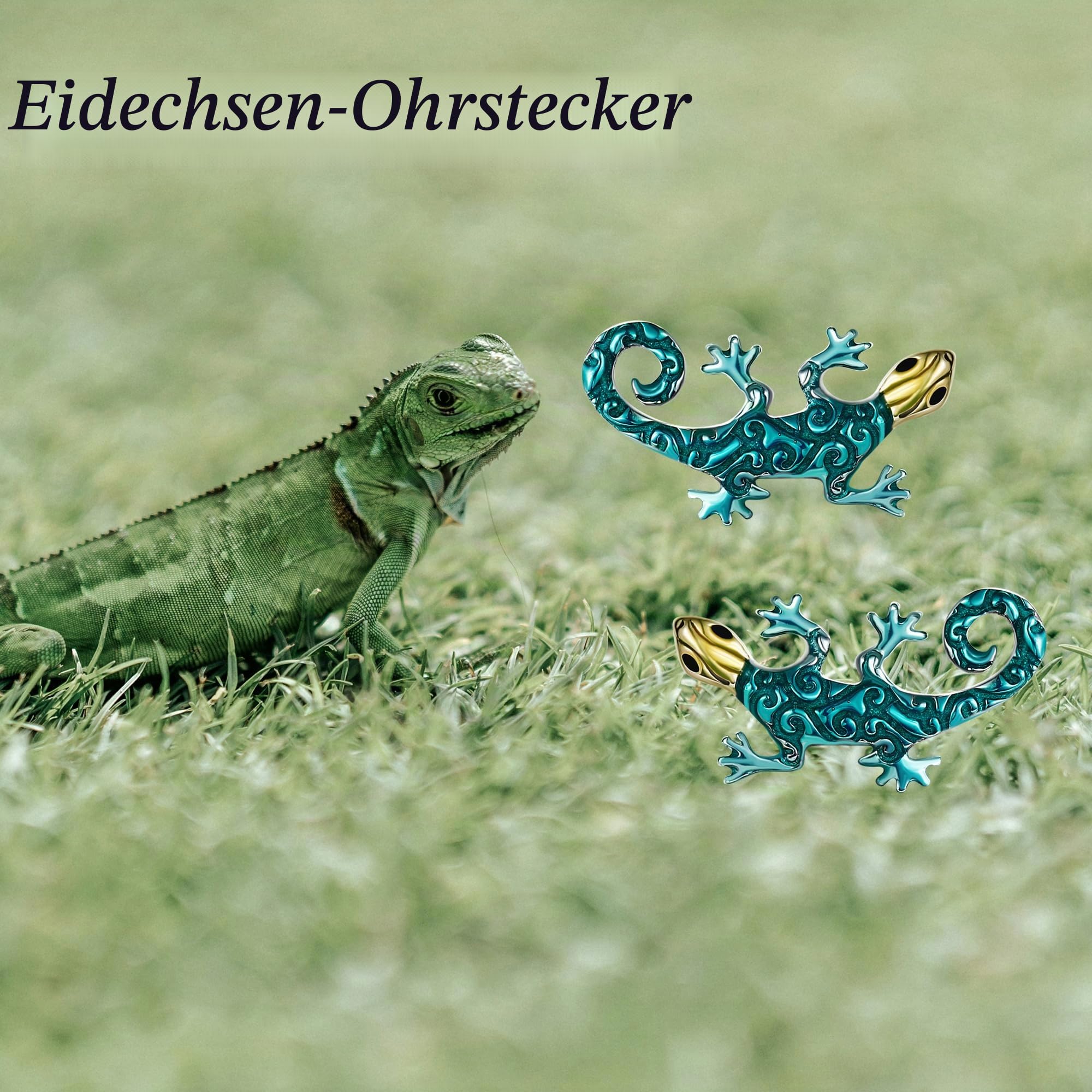 Eidechsen-Ohrringe Sterlingsilber Gecko-Ohrstecker Tierschmuck Geschenke für Frauen
