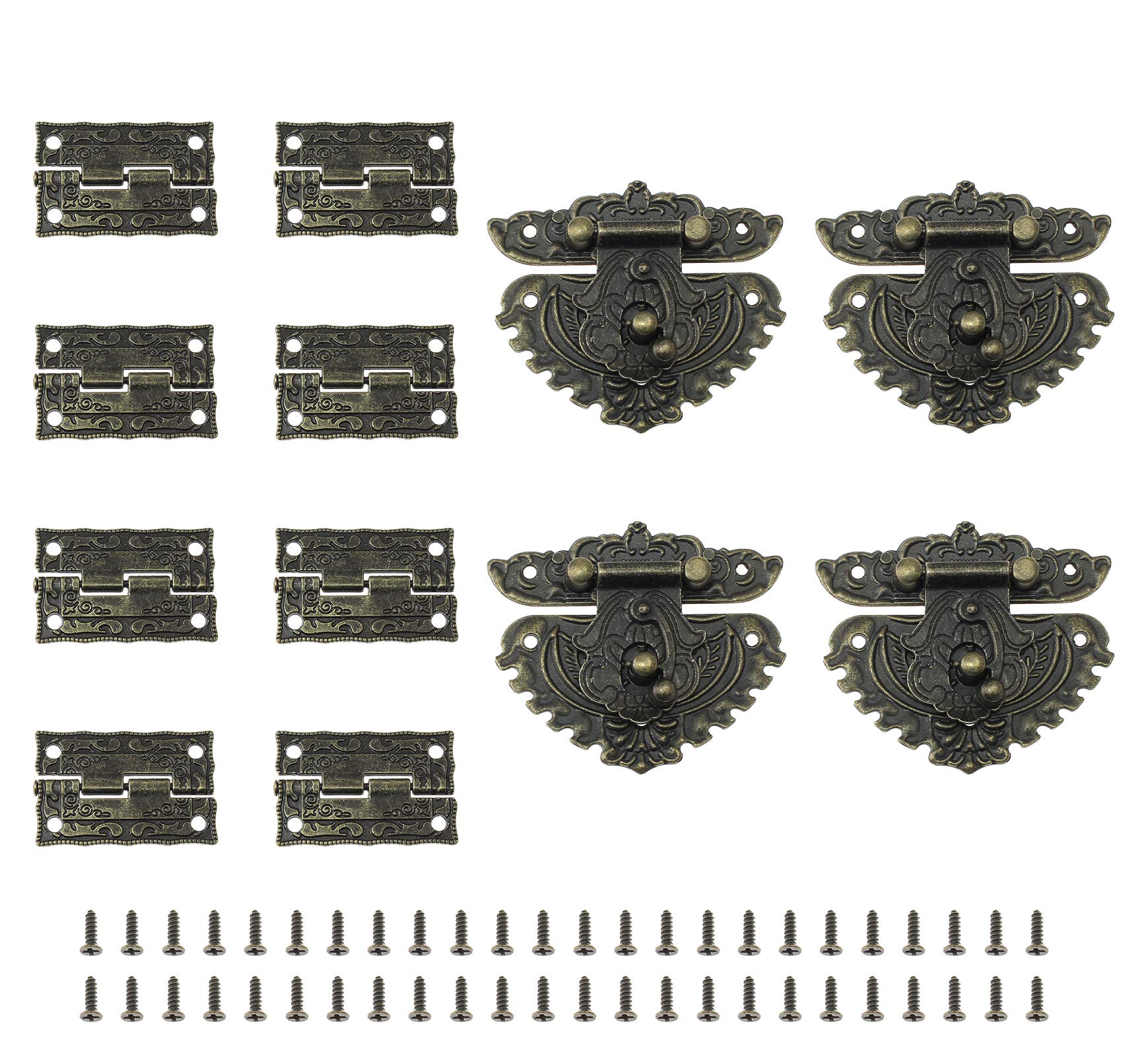 Buy 4Set Antique Jewelry Box Hinges and latches Wood Jewelry Box Hasp Catch Decoration with 24