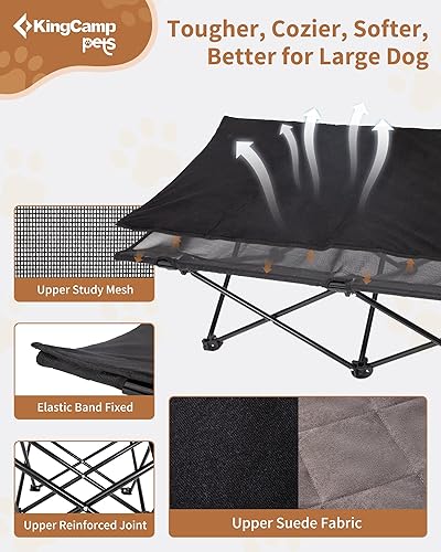 Miniatura 3 de KingCamp Cama elevada para perros grandes, cama elevada para mascotas con malla transpirable lavable y pies antideslizantes, perfecta para