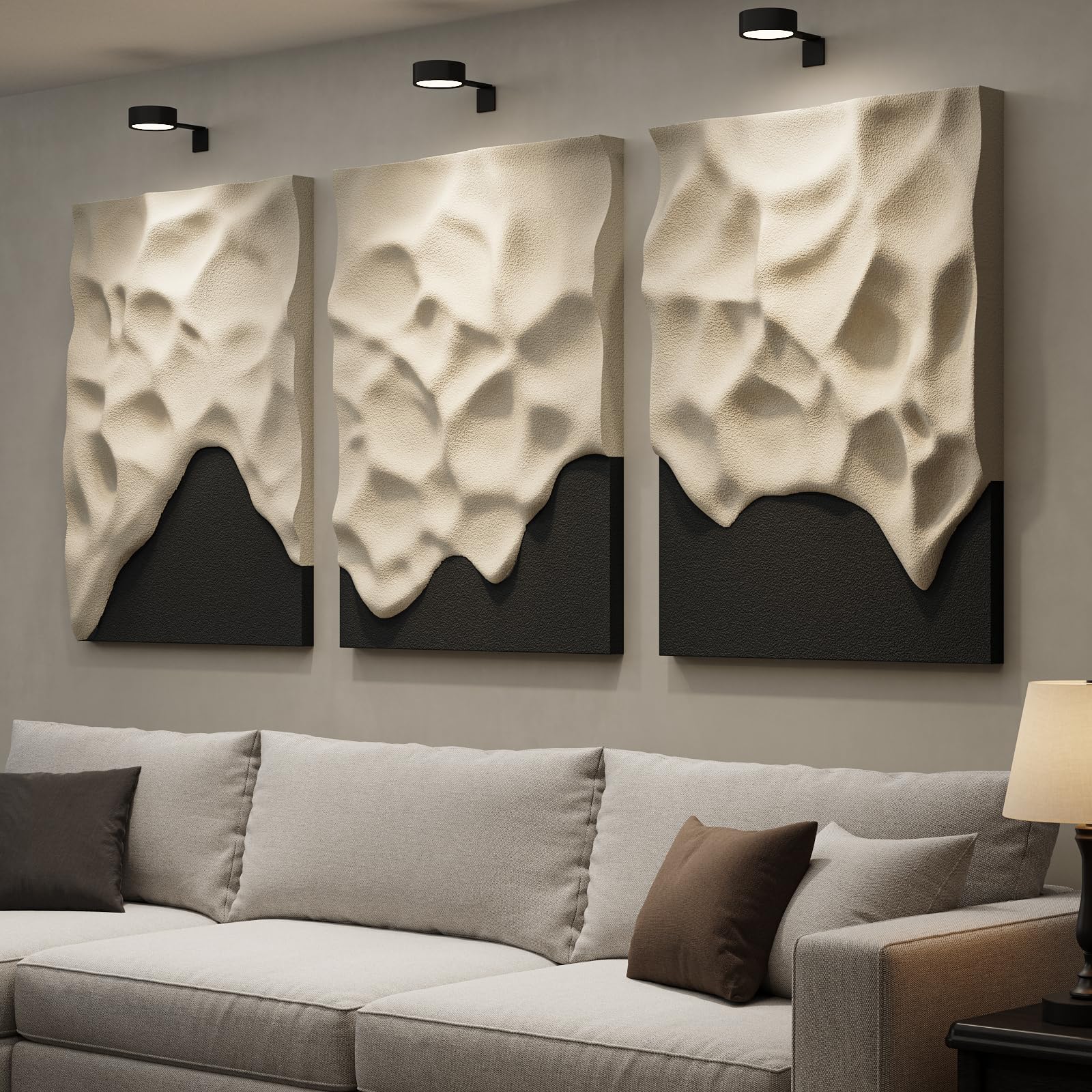 Photo 1 of Troartos 3-Piece Black and White 3D Textured Wall Art