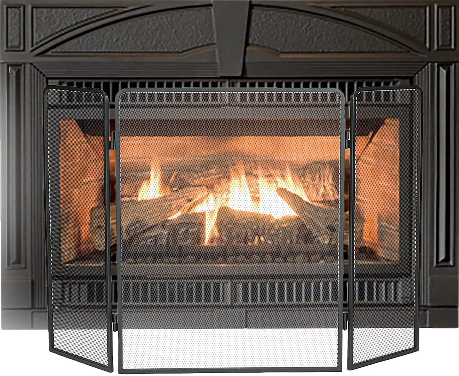 GTPBAO Salvachispas Chimenea Mamparas De Protección Sencillas para Chimeneas De Pórtico, 122×80cm, Malla De Hierro Forjado, Protección Antiescaldaduras para Chimenea