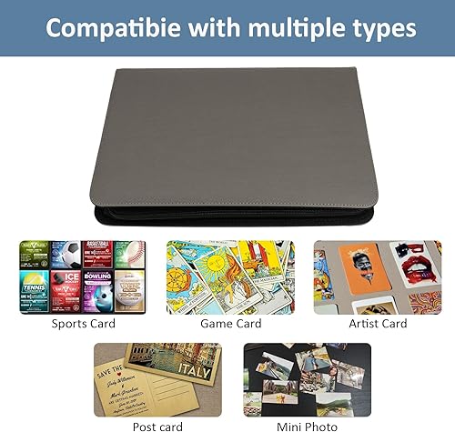 Miniatura 6 de Carpeta de tarjetas coleccionables con 9 bolsillos con cremallera, carpeta de colección de tarjetas con cubierta de poliuretano, 540 tarjetas,