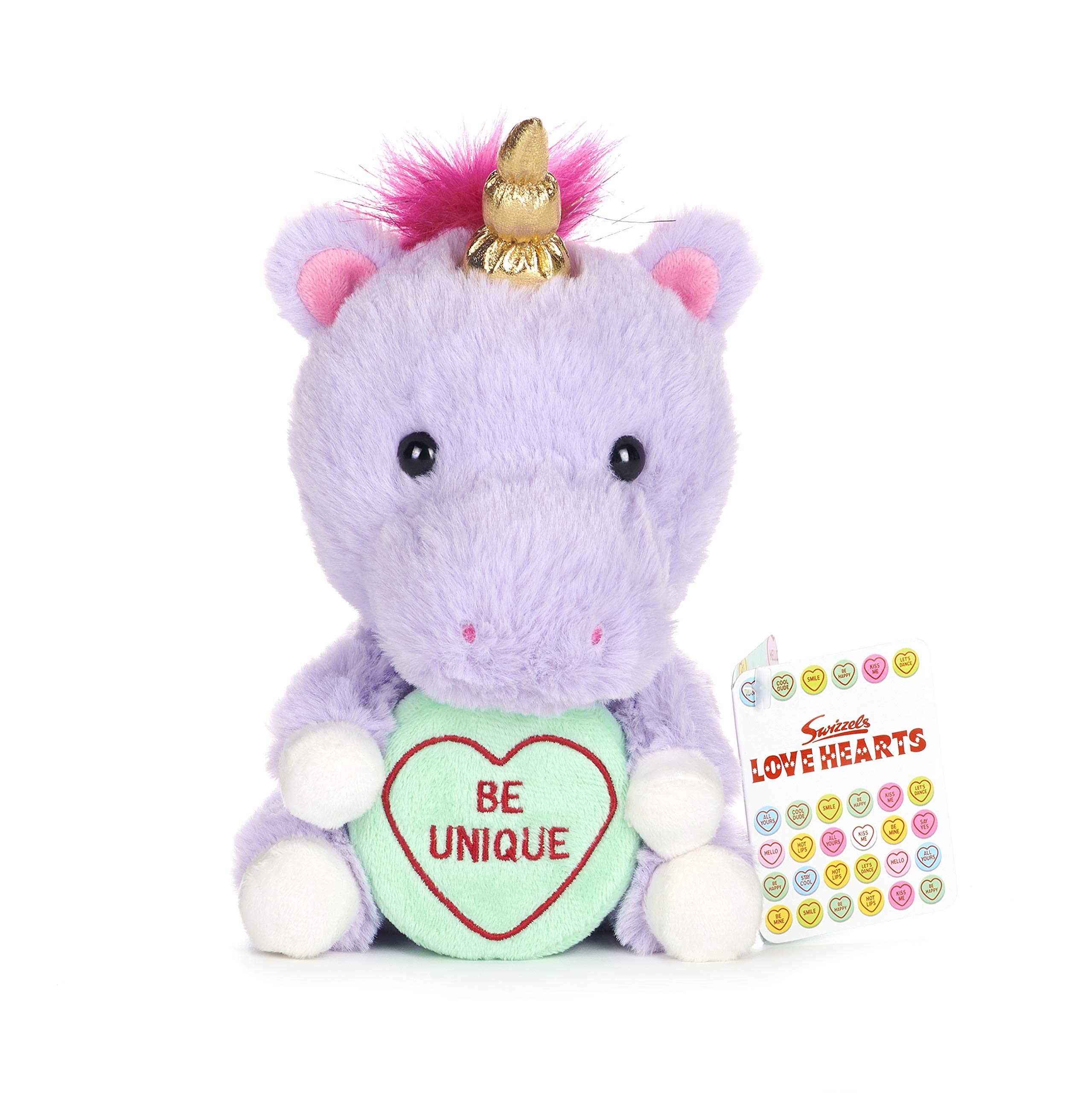 Posh PawsSwizzels Love Hearts 18cm (7”) Unicorn Soft Toy – Be Unique Message Soft Toy