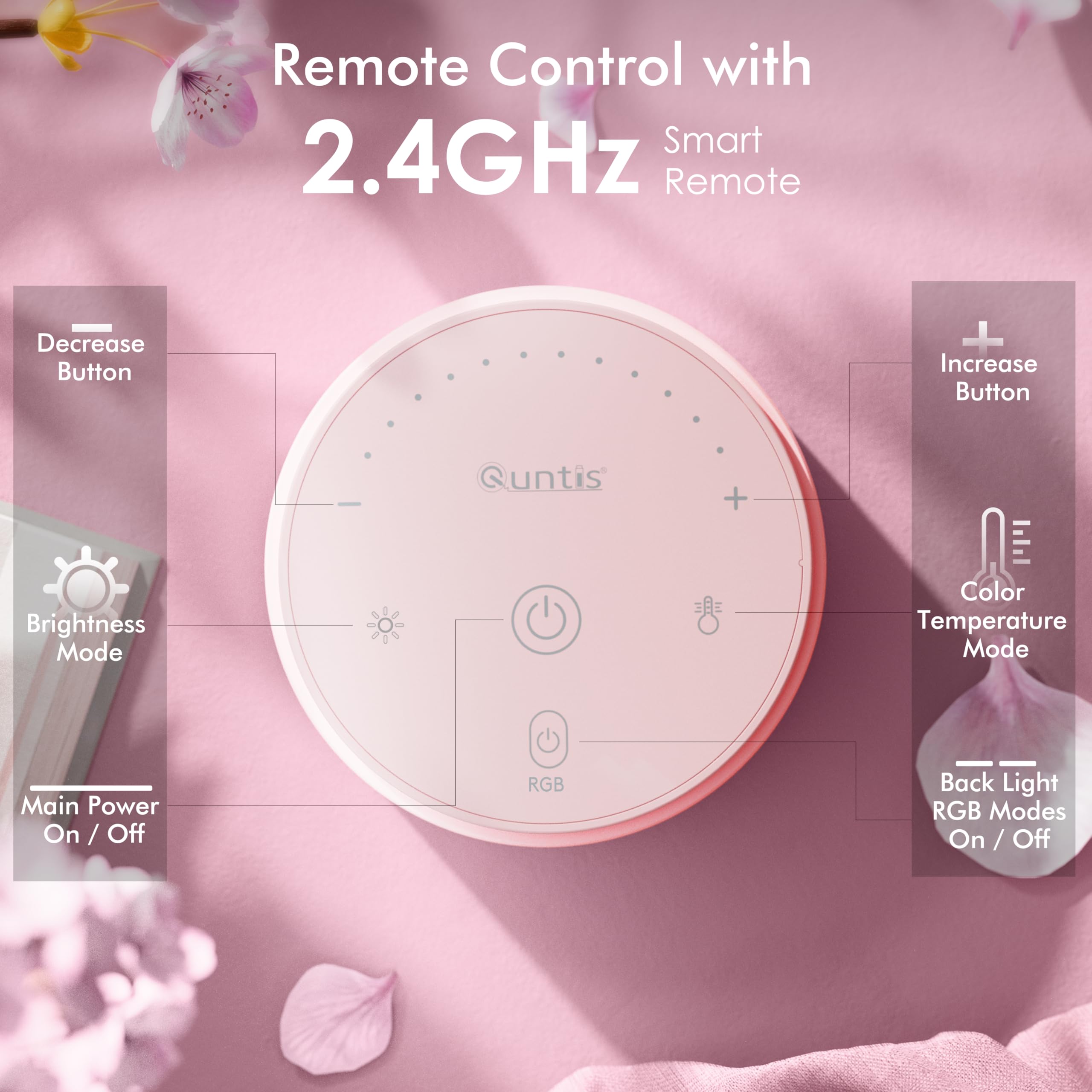 Quntis 51cm różowa listwa oświetleniowa monitora z pilotem i podświetleniem RGB, zakrzywiona lampa monitora komputerowego, regulacja temperatury barwowej i jasności, brak odblasków, ochrona oczu