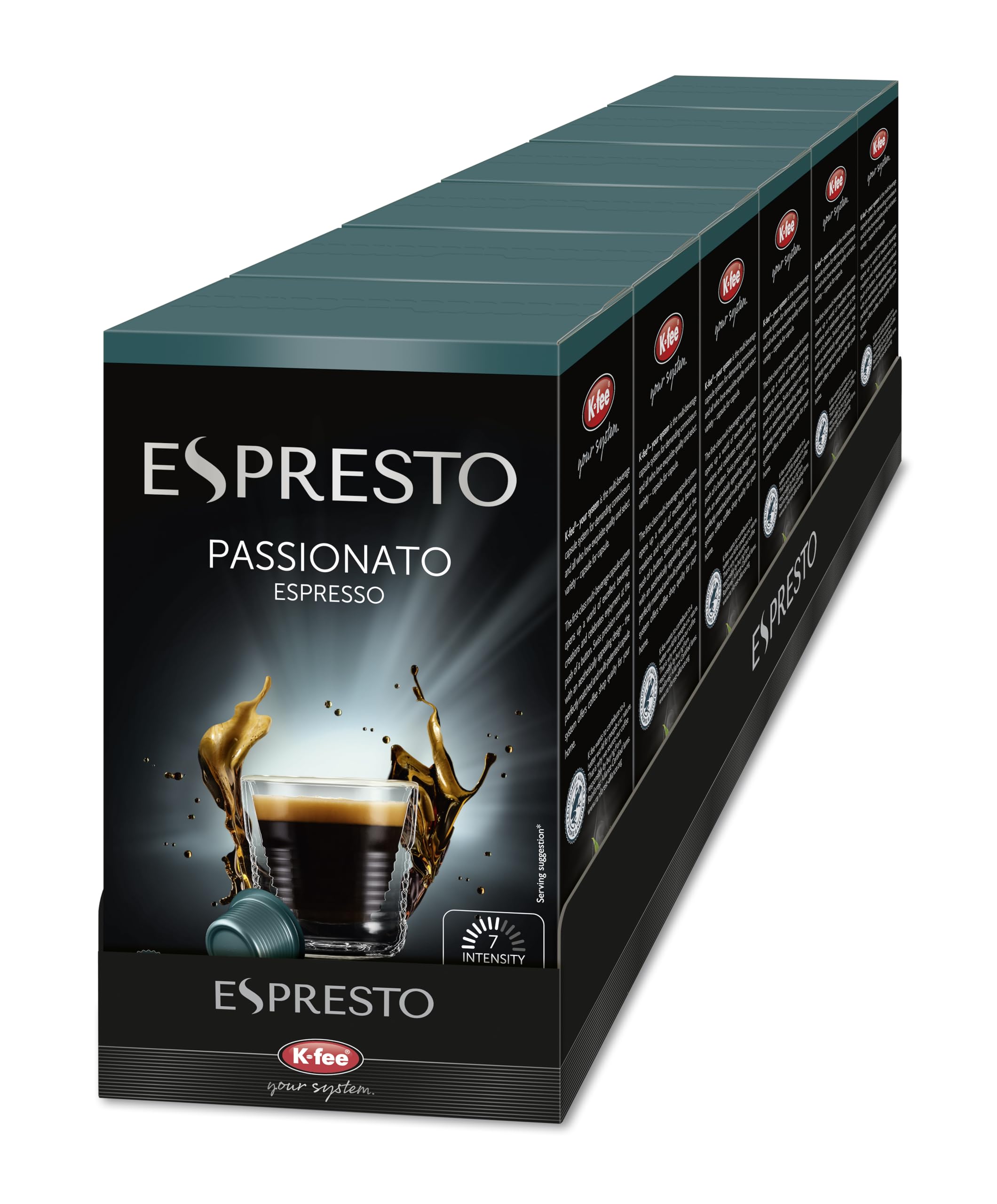 ESPRESTO Kaffeekapseln Passionato Espresso, kompatibel mit K-fee & ALDI EXPRESSI*, fruchtig & samtig, RFA zertifiziert, 96 Kapseln
