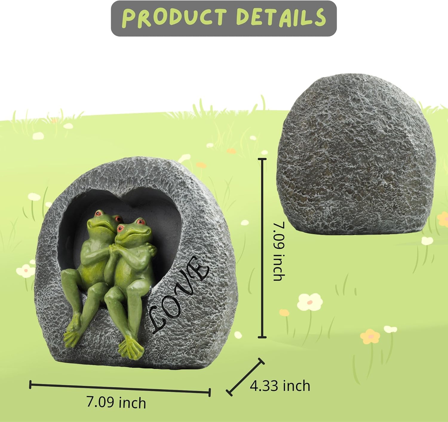 Lover Frog Decor Garden Frogs Couple Statues Romantic Resin Animal Figurine Frog Stuff Outdoor Lawn Accessories 7 Inch