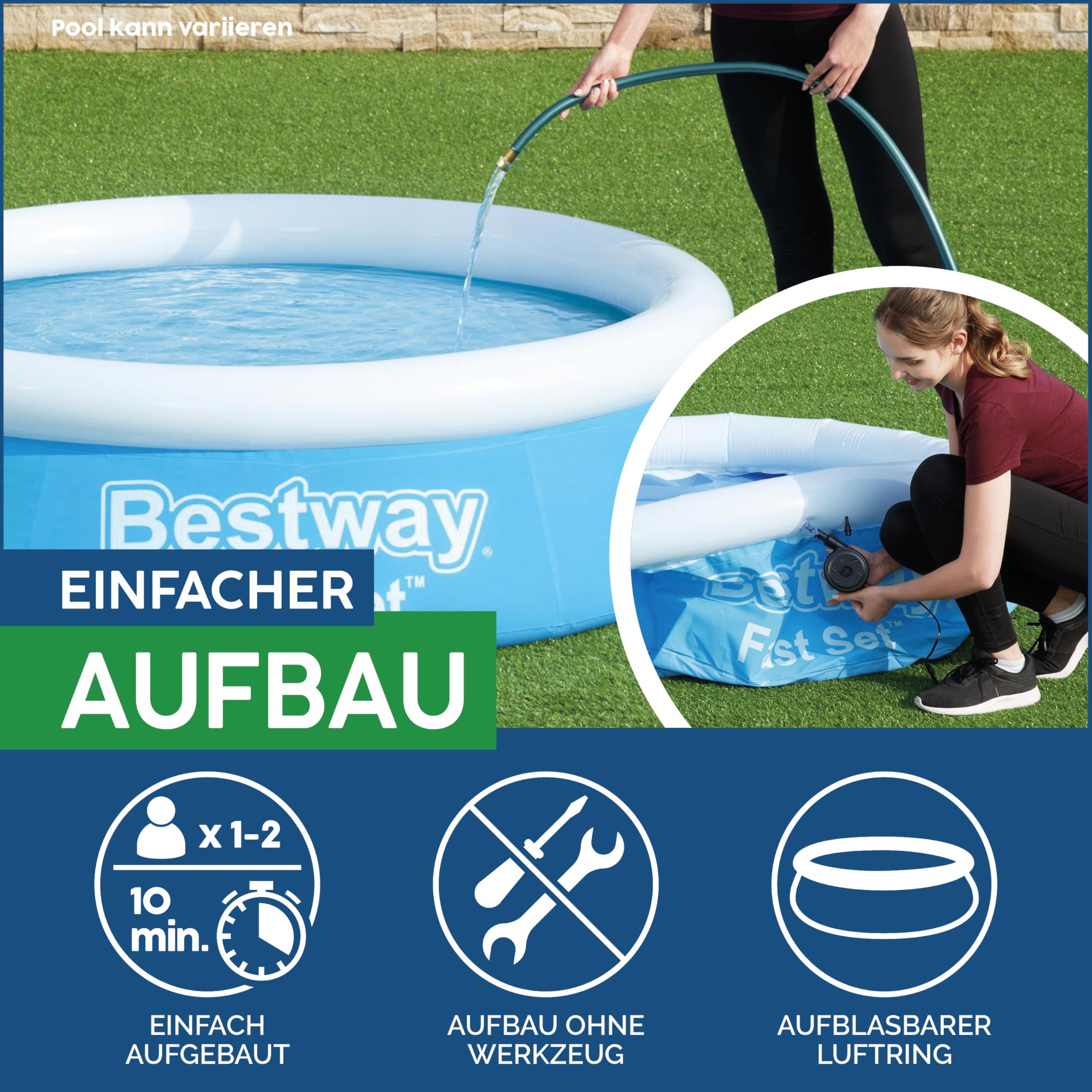 Bestway Fast Set Aufstellpool 305 x 66 cm blau rund