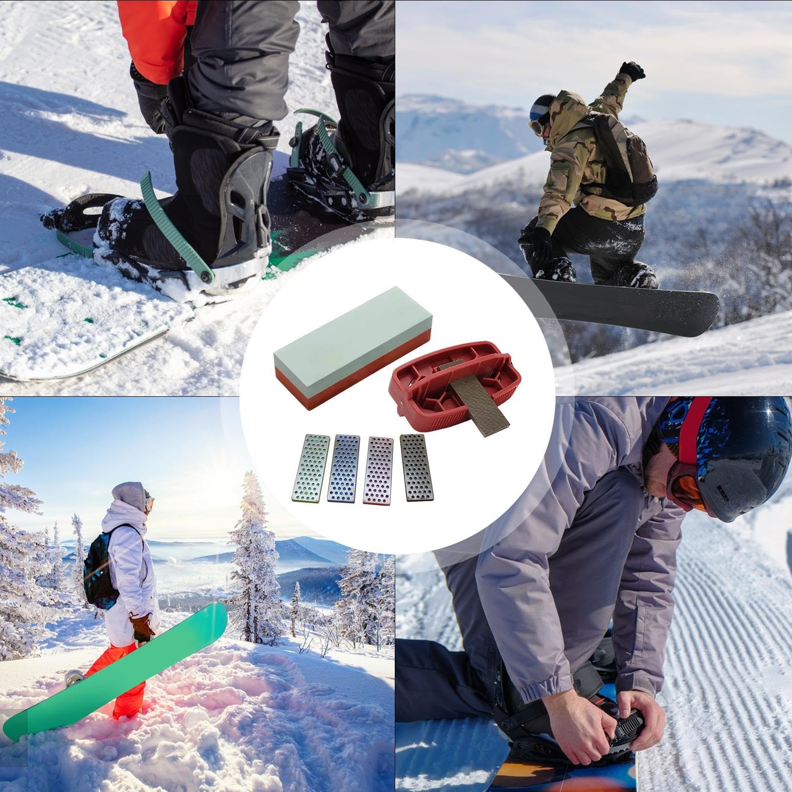Affilabordi per Snowboard Set Ergonomico Antiscivolo | Kit Manutenzione Sci Per Sport Invernali Familiari Sci e Snowboard