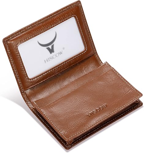 Funda de piel para tarjetas de visita para hombres y mujeres, piel de becerro italiana
