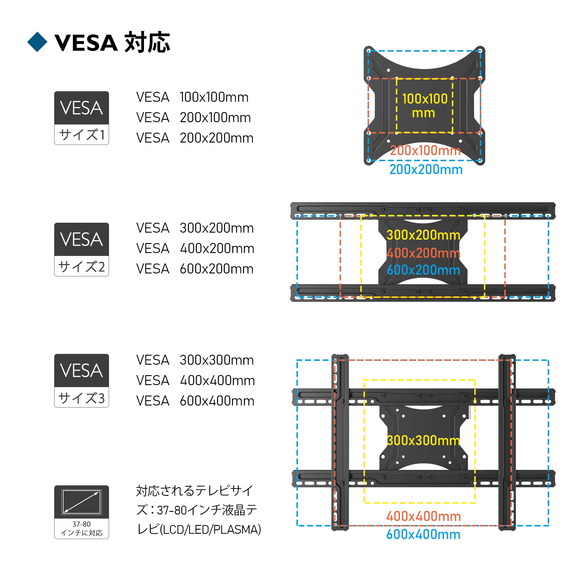 Amazon | 1homefurnit 壁掛けテレビ 金具 テレビ壁掛け金具 37