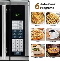 Vista 3 de Microondas pequeñas de 0.7 pies cúbicos compactas de 700 W, 6 menús automáticos con cocina Express de un solo toque, bloqueo para niños