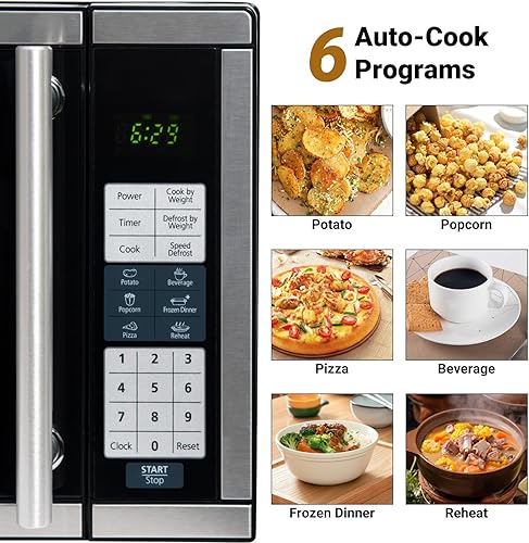 Miniatura 3 de Microondas pequeñas de 0.7 pies cúbicos compactas de 700 W, 6 menús automáticos con cocina Express de un solo toque, bloqueo para niños, para